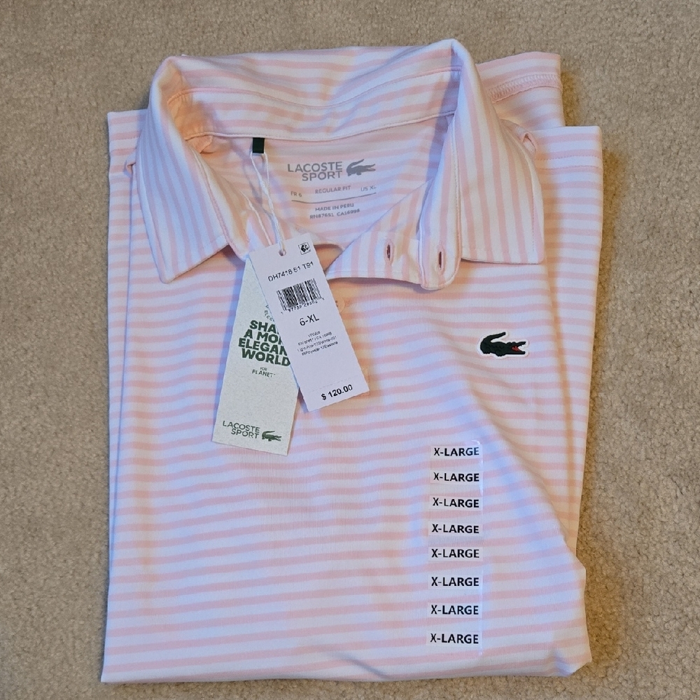 Lacoste Sport Light Pink Striped Polo